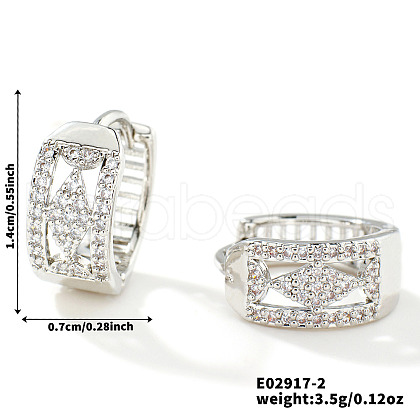 Shiny Hollow Geometric Brass Rhinestone Hoop Earrings Fashion Jewelry KS4813-2-1