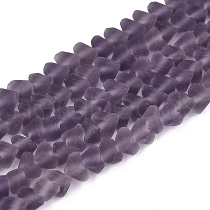 Frosted Transparent Glass Beads Strands GLAA-N016-4mm-02-1