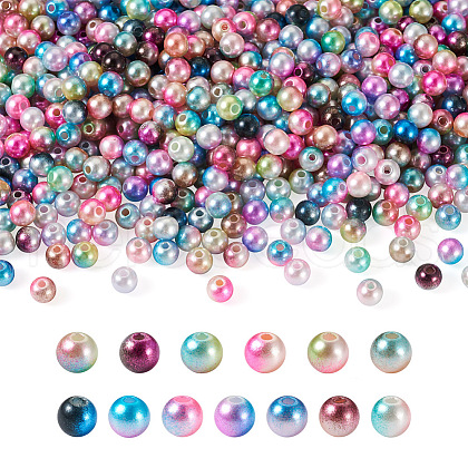 Craftdady 910Pcs 13 Colors Rainbow ABS Plastic Imitation Pearl Beads OACR-CD0001-10-1