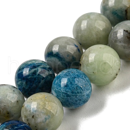 Natural Blue Azurite in Calcite Beads Strands G-NH0003-F01-02-1