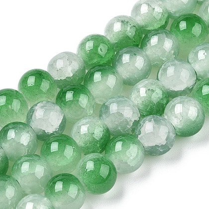 Crackle Baking Painted Imitation Jade Glass Beads Strands DGLA-YW0001-17G-1