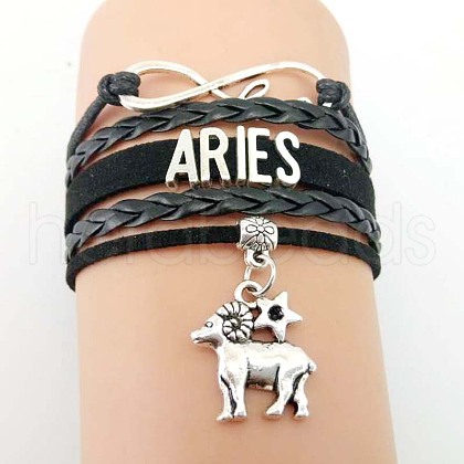 12 Constellations PU Leather Multi-strand Bracelets WG5E0D3-01-1