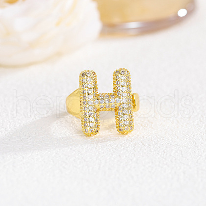 Brass Micro Pave Clear Cubic Zirconia Cuff Rings FS-WG4832E-15-1