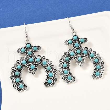 Alloy Synthetic Turquoise Dangle Earrings for Women EJEW-U053-10AS-02-1