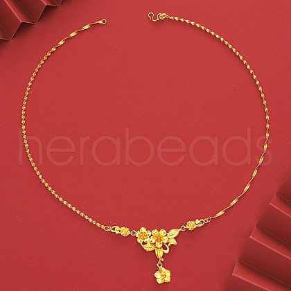 Brass Flower Pendant Necklaces for Wedding Jewelry FS-WGE7B04-03-1