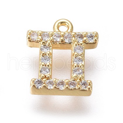Golden Plated Brass Micro Pave Cubic Zirconia Charms X-ZIRC-L075-51H-1