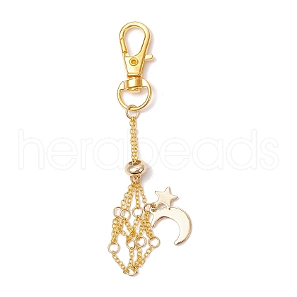 Moon Alloy Swivel Lobster Claw Clasps & Brass Cable Chains AJEW-JB01336-01-1