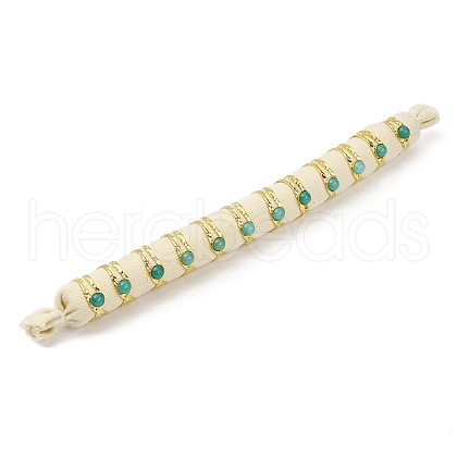 Ion Plating(IP) Round Natural Amazonite Finger Rings RJEW-H233-01G-02-1