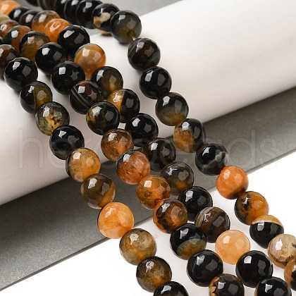 Natural Agate(Dyed & Heated) Beads Strands G-H066-B06-02-1