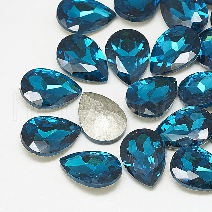 Pointed Back Glass Rhinestone Cabochons X-RGLA-T081-13x18mm-14-1