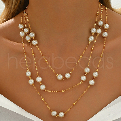 Elegant Iron & Round Glass Multi Layered Necklaces PM1009-1