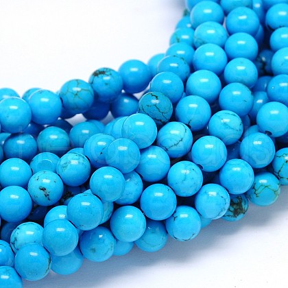 Natural Magnesite Round Bead Strands TURQ-E022-38C-6mm-1