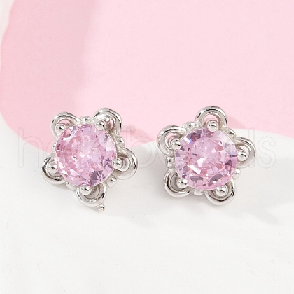S925 Sterling Silver Cubic Zirconia Stud Earrings EJEW-V019-02P-1
