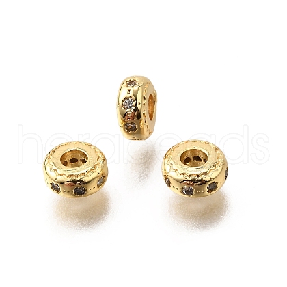 Brass Micro Pave Cubic Zirconia Beads KK-C106-14G-1