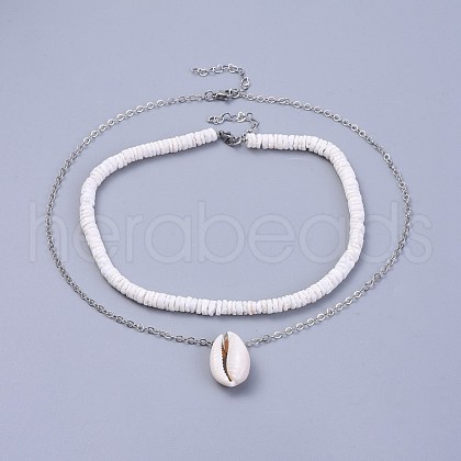 Shell Necklace Sets NJEW-JN02410-1