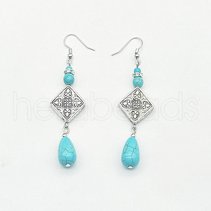 Bohemian Zinc Alloy Synthetic Turquoise Dangle Earrings LQ8241-3-1