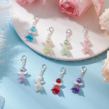 Angel ABS Plastic Imitation Pearl Pendant Decorations HJEW-JM03109-02-1