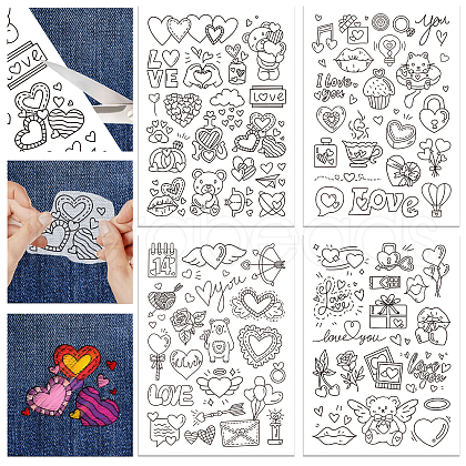 4 Sheets 11.6x8.2 Inch Stick and Stitch Embroidery Patterns DIY-WH0455-055-1