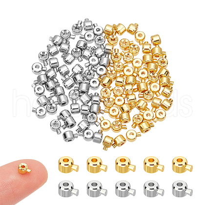 Unicraftale 100Pcs 2 Colors Brass Crimp Beads FIND-UN0004-33-1