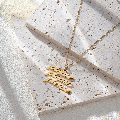 Word Please Please Please Stainless Steel Pendant Necklaces for Women FS-WGF35F4-01-1