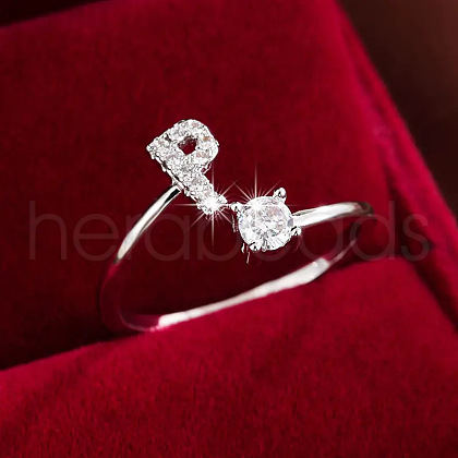 Brass & Cubic Zirconia Cuff Rings WG53F6D-16-1
