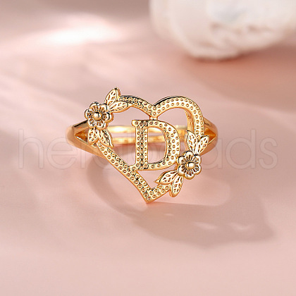 Heart with Flower Hollow Out Brass Finger Rings FS-WG99C3E-04-1