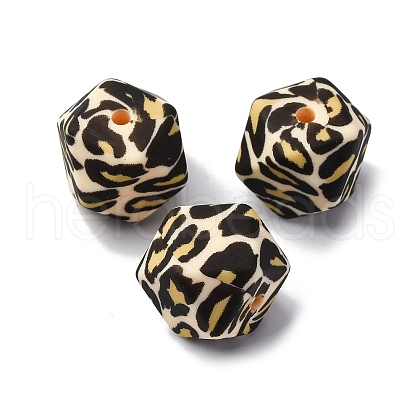 Black Pattern Printed Silicone Beads SIL-XCP0001-20-1