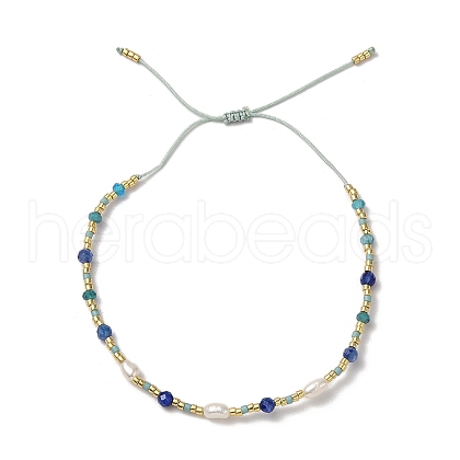 Miyuki Seed Bead and Natural Kyanite Braided Bracelets BJEW-C061-04-1
