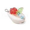Natural Cowrie Shell & Acrylic & Glass Seed Beads Flower Shell Shaped Pendants PALLOY-JF03819-4