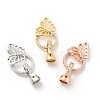 Butterfly with Ring Brass Micro Pave Clear Cubic Zirconia Fold Over Clasps KK-G425-02-1