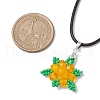 Natural Malaysia Jade Dyed & Glass Snowflake Pendant Necklaces NJEW-JN05054-02-3