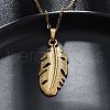 Leaf 304 Stainless Steel Pendant Necklaces NJEW-M096-17G-4