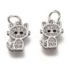 Brass Micro Pave Clear Cubic Zirconia Charms ZIRC-C020-38P-1