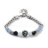 Lion Head Natural & Synthetic Mixed Gemstone Beaded Bracelets with 201 Stainless Steel Lobster Claw Clasps BJEW-Q334-11-2