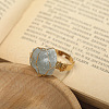 Nuggets Alloy Wire Wrapped Natural Aquamarine Cuff Rings FS-WGA7830-18-1