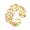 304 Stainless Steel Oval with Rhombus Wrap Open Cuff Ring RJEW-T023-22G-3