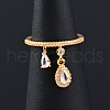 Teardrop Brass Micro Pave Clear Cubic Zirconia Cuff Rings for Women FS-WGF79F5-02-1