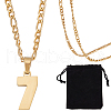 Beebeecraft 1Pc 304 Stainless Steel Figaro Chain Number Pendant Necklaces NJEW-BBC0001-28D-G-1