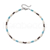Summer Beach Synthetic Turquoise & Natural Coconut Round Heishi Beaded Necklaces NJEW-JN05211-4
