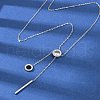 304 Stainless Steel Crystal Rhinestone Flat Round Pendant Y Necklaces NJEW-V001-03P-1