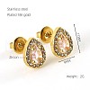 304 Stainless Steel Cubic Zirconia Stud Earrings FS-WGD0B7C-22-1