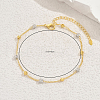 Summer Brass Crystal Rhinestone Geometric Round Bead Link Chain Anklets PK4515-3