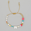 Mother's Day Jewellery Initial Letter Natural Pearl Braided Bead Bracelet LO8834-23-1