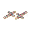 Rack Plating Golden Tone Alloy Mosaic Style Pendants ENAM-G213-01G-01-3