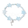 3Pcs 3 Colors Spray Painted Glass Star Beads & Natural Rose Quartz & Amazonite & Green Aventurine Beads Stretch Bracelets for Women BJEW-MZ00175-3