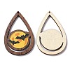 Halloween Theme Single Face Printed Aspen Wood Big Pendants WOOD-G015-05G-2