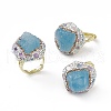 Irregular Natural Aquamarine Adjustable Rings with Rhinestone RJEW-D077-03G-1