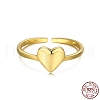 925 Sterling Silver Heart Open Cuff Rings RJEW-A019-05G-3