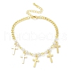 Brass Micro Pave Clear Cubic Zirconia Charm Bracelets for Women BJEW-C083-04G-4