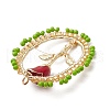 3Pcs Glass Seed Beaded Oval with Rose Pendants PALLOY-MZ00579-5
